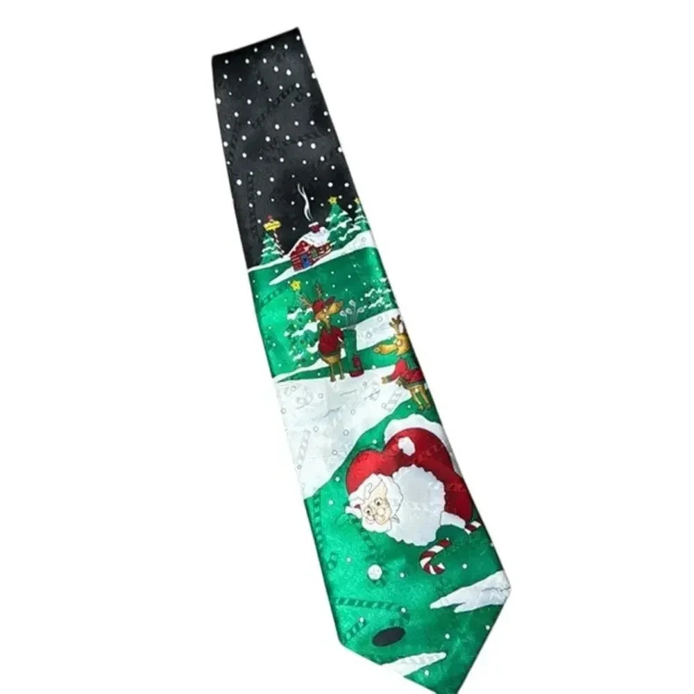 Hallmark Yule Tie Greetings Santa Reindeer Golfing Ugly‎ Christmas Holiday Tie